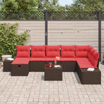 vidaXL Ensemble de canapé de jardin 9 Pièces Marron polyrotin