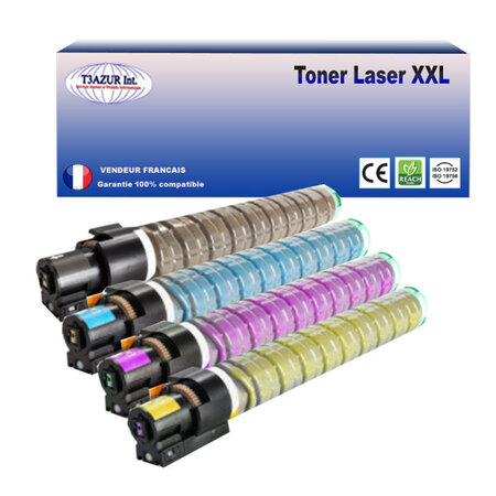 Lot de 4 toners compatibles avec ricoh imc2000  imc2000a  imc2500  imc2500a  - t3azur