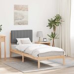 vidaXL Cadre de lit avec tête de lit rembourrée Gris clair 75 x 190 cm