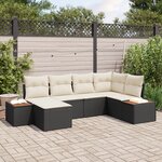 Set de canapé de jardin vidaXL 6 pièces avec coussins Noir poly rattan acacia
