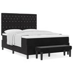 vidaXL Lit à ressorts avec matelas & banc noir 140x190 cm en velours