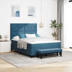 vidaXL Lit à ressorts avec tête de lit Bleu foncé 200 x 140 cm Velours
