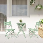 Set de Bistro Pliable 3 Pièces Vert Clair en Acier