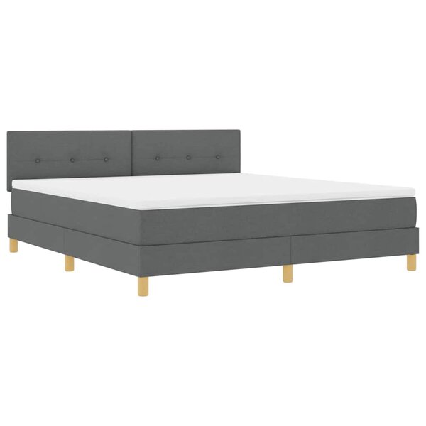 vidaXL Lit à Sommier avec Matelas Gris Foncé 180x200 cm en Tissu