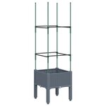 vidaXL Jardinière avec treillis gris 40x40x142 5 cm PP
