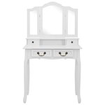 vidaXL Ensemble de coiffeuse avec tabouret Blanc 80x69x141cm Paulownia
