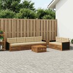 vidaXL Ensemble de canapés d'extérieur 7 pc Naturel et Beige Polyester