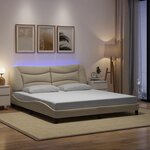 vidaXL Cadre de lit avec LED sans matelas Hvar crème 180x200 cm tissu