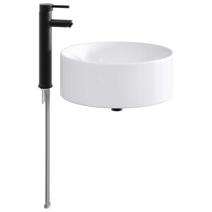 vidaXL Lavabo de salle de bain avec robinet et évacuation Noir Mat