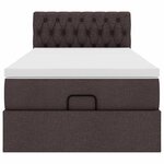 vidaXL Lit ottoman avec matelas et LED marron foncé 90x200 cm tissu