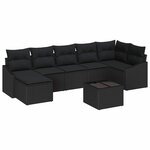vidaXL Ensemble de canapé de jardin avec coussin 8 Pièces Noir polyrotin