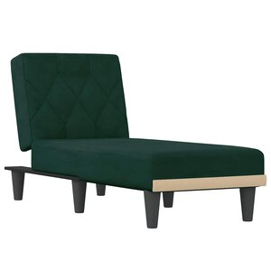 vidaXL Chaise longue vert foncé velours