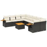 vidaXL Salon de jardin 9 Pièces avec coussins noir résine tressée