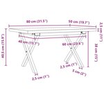 vidaXL Table basse cadre en X 80x50x40 5cm bois de pin massif et acier