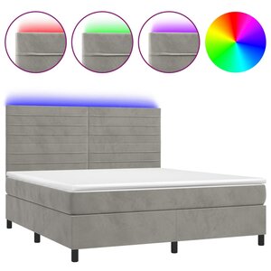 vidaXL Sommier à lattes de lit avec matelas LED Gris clair 160x200 cm
