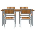 vidaXL Ensemble de salle à manger de jardin 5 pièces en acier gris et bois d'acacia