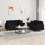 vidaXL Ensemble de canapés 2 Pièces avec coussins noir tissu
