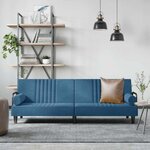 vidaXL Canapé-lit avec accoudoirs bleu velours