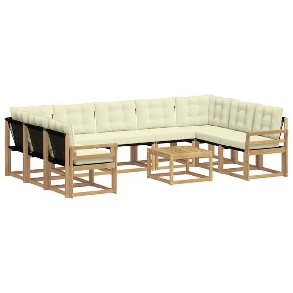 vidaXL Ensemble de canapés d'extérieur 10 pc Blanc et crème