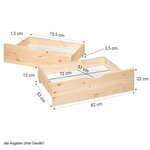 Lit double 140x200 matelas 2 tiroirs naturel