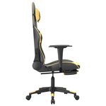 vidaXL Chaise de jeu avec repose-pied Noir et doré Similicuir