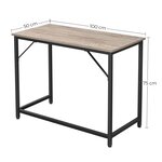 Bureau table poste de travail petite taille 100 x 50 x 75 cm pour bureau salon chambre assemblage simple métal style industriel gris 2_0004681