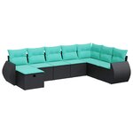 vidaXL Salon de jardin 8 Pièces avec coussins noir résine tressée