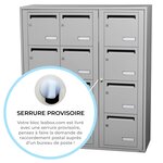 Bloc collectif Leabox  3x4  grade 3  simple face  intérieur  fixation murale  gris clair ral 7035 finition brillante