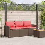 vidaXL Canapé de jardin avec coussins 3 places brun résine tressée