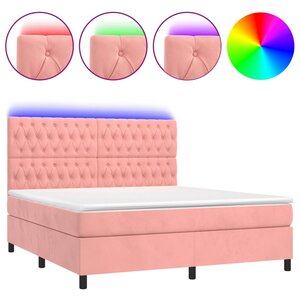 vidaXL Sommier à lattes de lit matelas et LED Rose 160x200 cm Velours