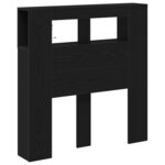 vidaXL Tête de lit LED avec étagère Chêne noir 100 x 18 5 x 103 5 cm