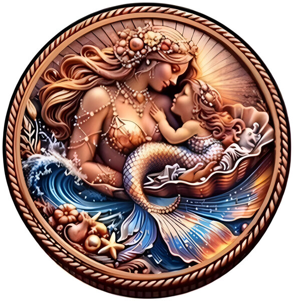Monnaie OCEANS ETERNAL LOVE Mermaid 1 Oz Medaille Cuivre