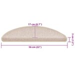 vidaXL Tapis d'escalier 30 pièces 56 x 17 x 3 cm Taupe Demi-rond