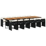 vidaXL Ensemble à manger de jardin 13 Pièces coussins noir résine tressée