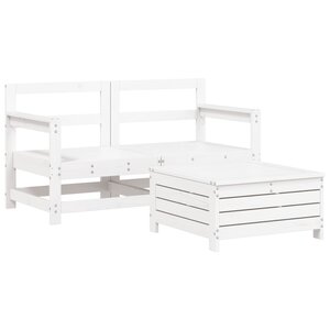 vidaXL Salon de jardin 3 Pièces blanc bois de pin massif