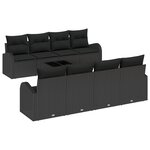 Set de Canapé de Jardin vidaXL 9 Pièces avec Coussins Noir Poly Rattan