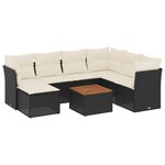 vidaXL Salon de jardin 8 Pièces avec coussins noir résine tressée