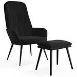 vidaXL Chaise de relaxation avec repose-pied Noir Velours