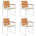 vidaXL Chaises de jardin lot de 4 avec coussins Bois d'acacia massif