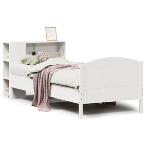 vidaXL Lit bibliothèque sans matelas blanc 100x200 cm bois pin massif