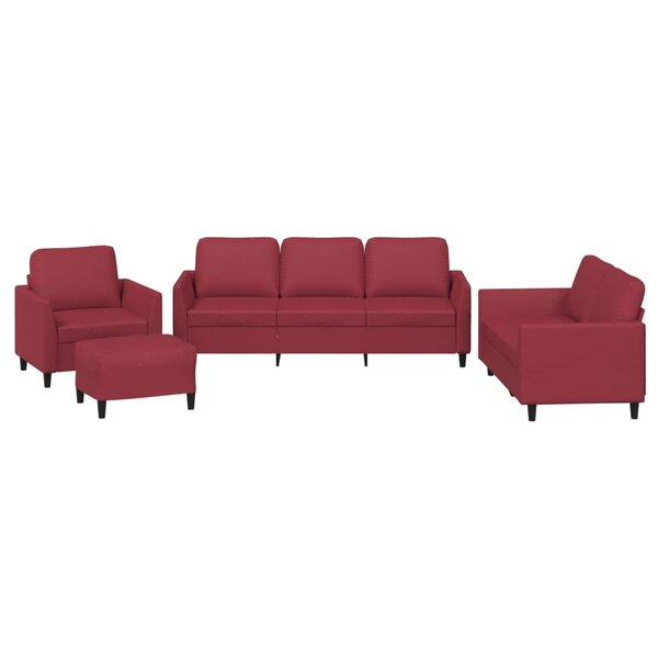vidaXL Ensemble de canapés 4 Pièces et coussins Rouge bordeaux Similicuir