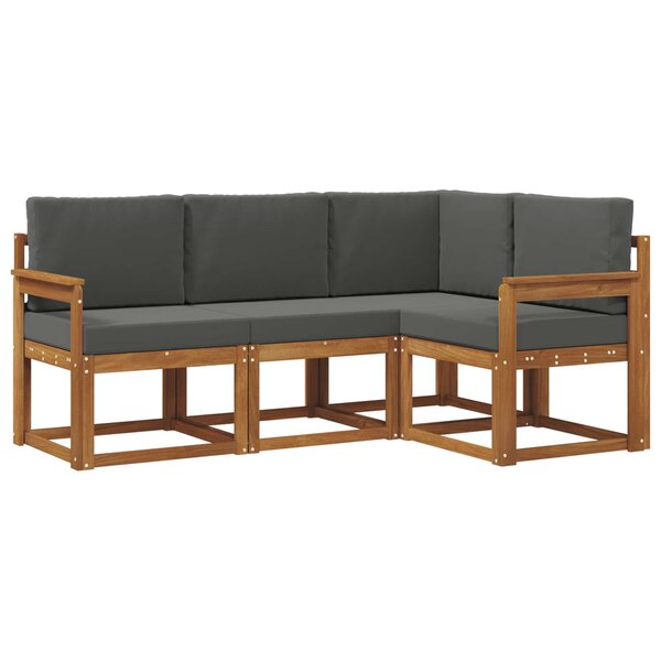 vidaXL Ensemble de canapés d'extérieur 4 Pièces Naturel et Anthracite