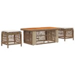 vidaXL Ensemble de salle à manger pour jardin 4 pc Beige et crème