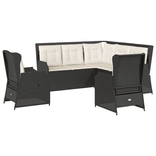 vidaXL Salon de jardin 5 Pièces avec coussins Noir Résine tressée