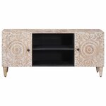 vidaXL Meuble TV Blanc 105 x 33 5 x 46 cm Bois de mangue massif