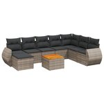 vidaXL Salon de jardin 9 Pièces avec coussins gris résine tressée