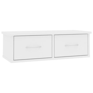 vidaXL Étagère murale et tiroirs Blanc 60x26x18 5 cm Bois d'ingénierie