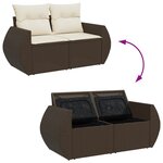 vidaXL Canapé de jardin avec coussins 2 places marron résine tressée