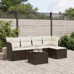 vidaXL Salon de jardin avec coussins 6 Pièces marron résine tressée