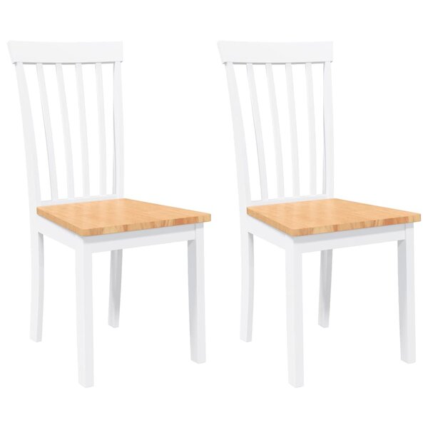 vidaXL Chaises à manger 2 Pièces blanc bois massif caoutchouc